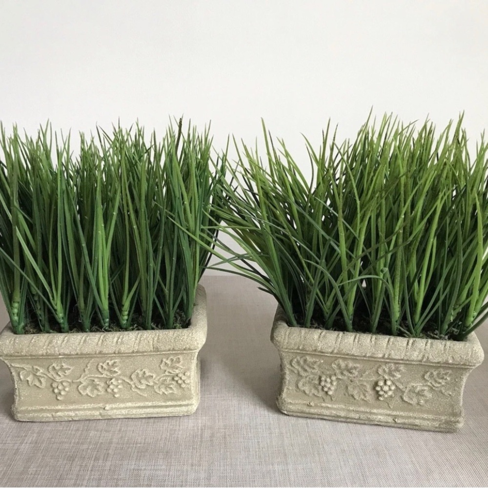 Artificial Grass Planter Set in Green - Home Accents